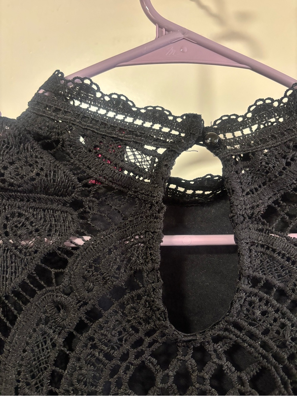 Windsor Black Crochet Lace High-Neck Long-Sleeve Top - Picture 4 of 7